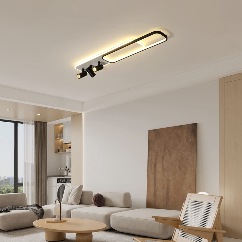Elysian Dimmable Metal Rectangle LED Flush Mount with Remote, 5