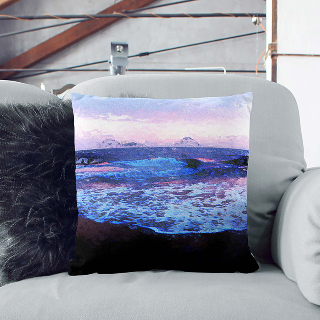 Pretty Beach Sunset Cushion with Filling