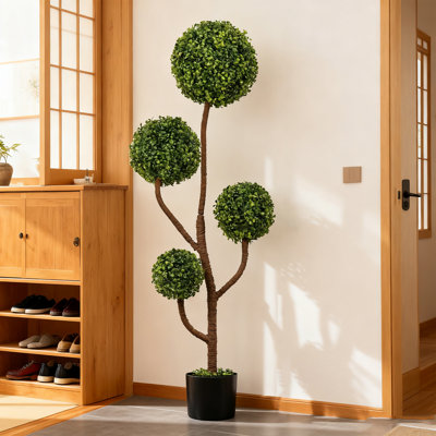 4 pieds de plantes artificielles d'intérieur avec jardinière noire, grande plante verte en pot, fausses plantes pour la décoration de la maison, du bureau, de l'entrée, du porche, 1pc / ensemble