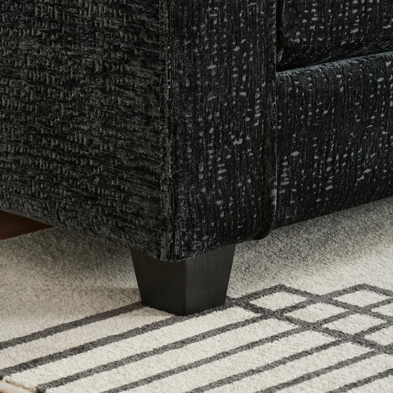 Canapé modulaire en L 99 po, modulaire, mobile, en L 99 po, 4 pièces en chenille noire, siège principal, siège profond, nuage, coussin lombaire amovible double, canapé modulaire en L en chenille pour animal de compagnie, 4 pièces