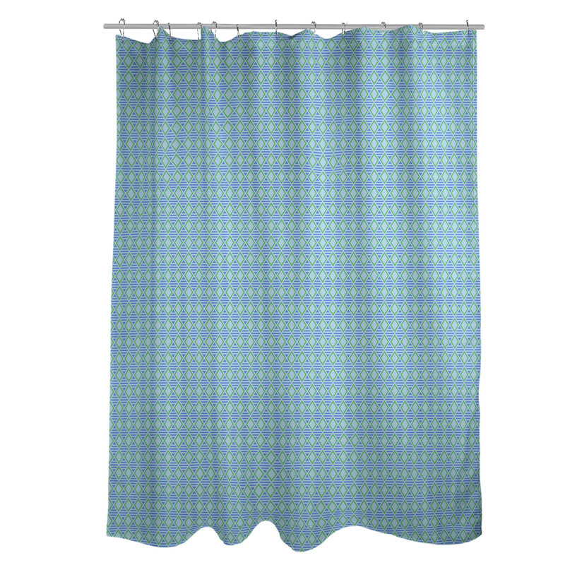 Rideau double double géométrique, Bleu / Vert