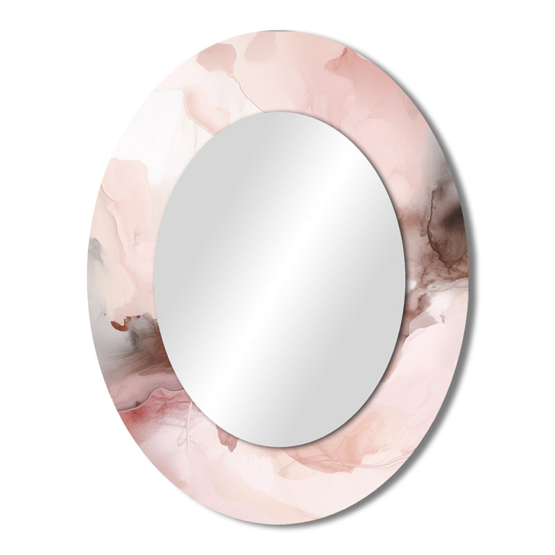 Miroir mural rose délicat abstrait en marbre III, 43 po x 33 po