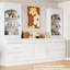 Garde-manger de 83,7 pouces de hauteur avec comptoir en faux marbre - Armoire blanche pour tablettes-343112574