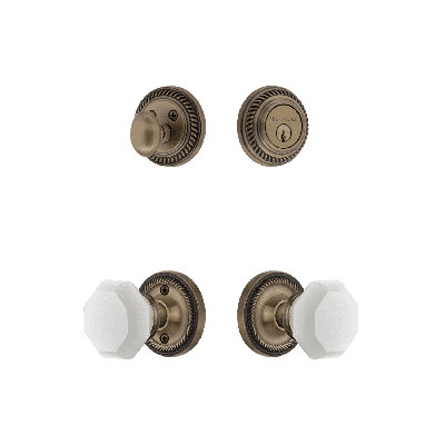 Nostalgic Warehouse Rope Rosette Entry Set with White Waldorf Crystal Knob