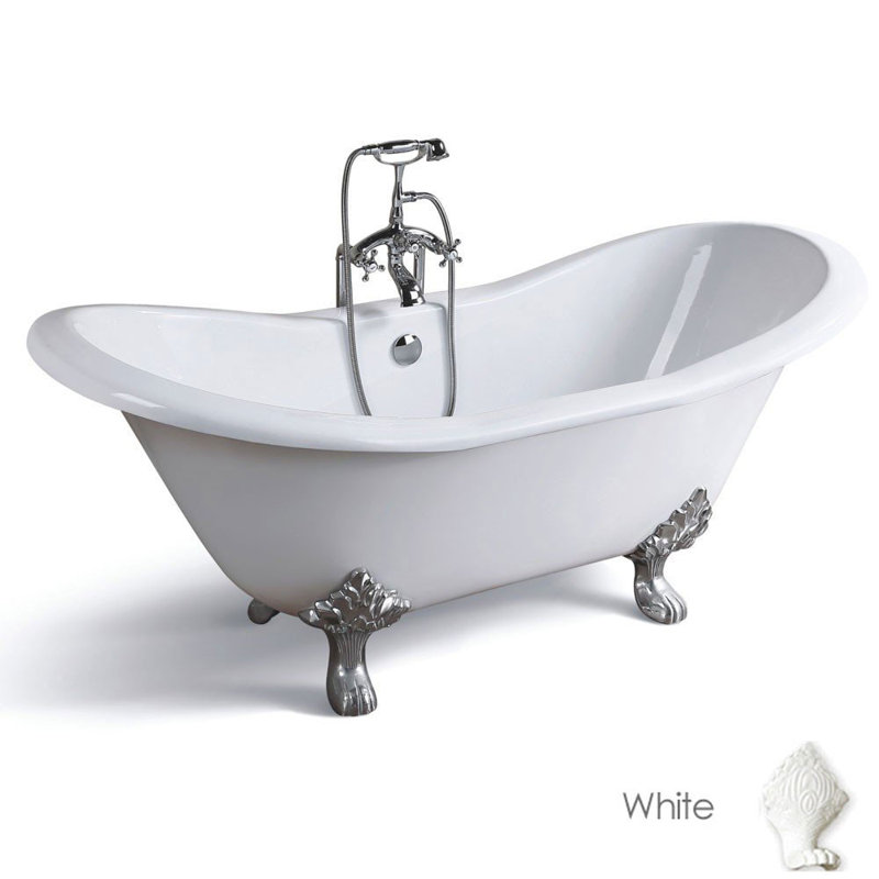 Grace 72'' x 30.2'' Soaking Porcelain Bathtub, White