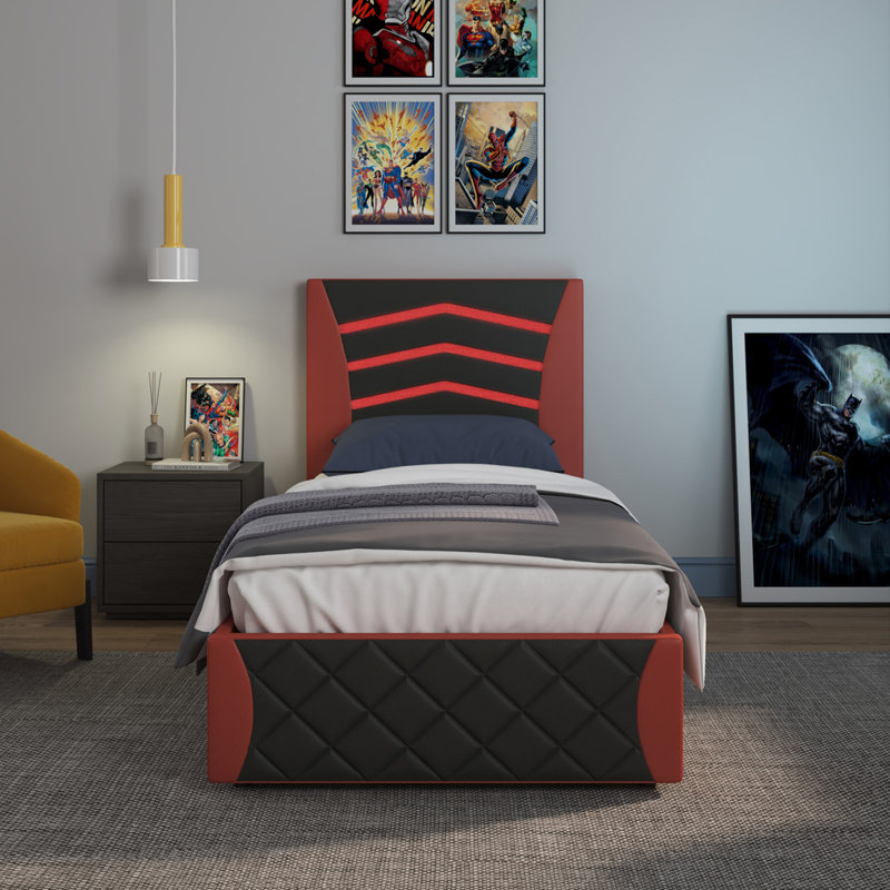 Cyrelle Upholstered Ottoman Storage Bed, Red