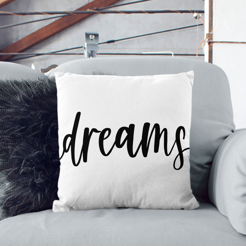 Sweet Dream No.3 Typography Square Throw Cushion, 55cm H x 55cm W x 20cm D, Black