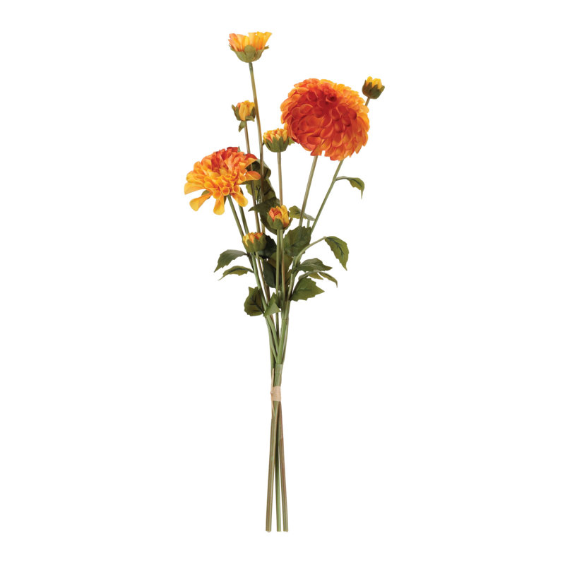 Ensemble de fleurs Zinnia (ensemble de 2), Orange, jaune, vert