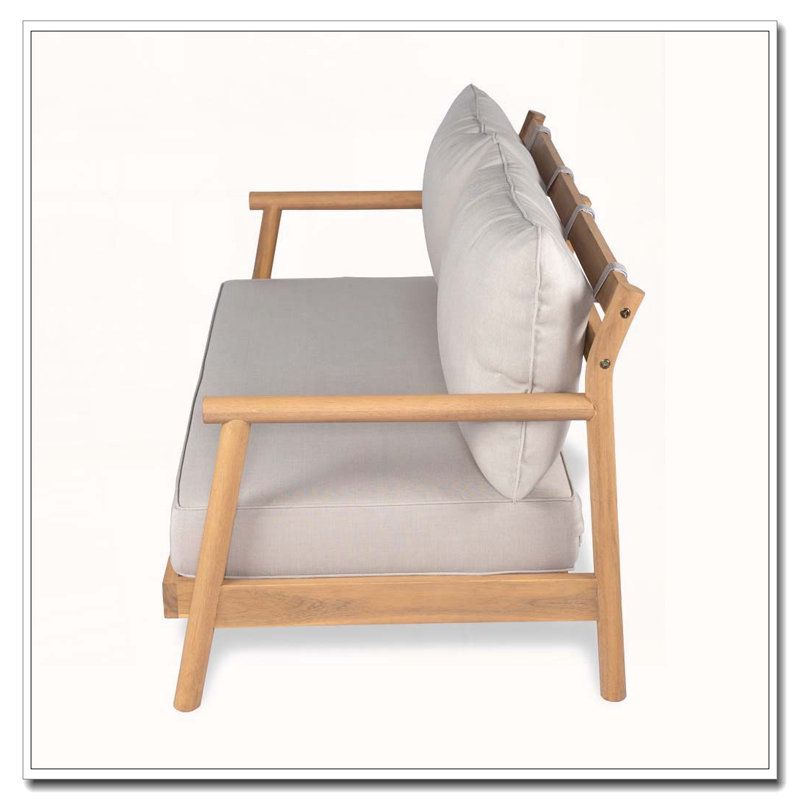 Canapé de patio en bois d'acacia avec coussin résistant à l'eau