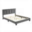 Lit plateforme tapissier grand lit, luxueux meuble de chambre en velours capitonné à boutons gris avec tête de lit réglable