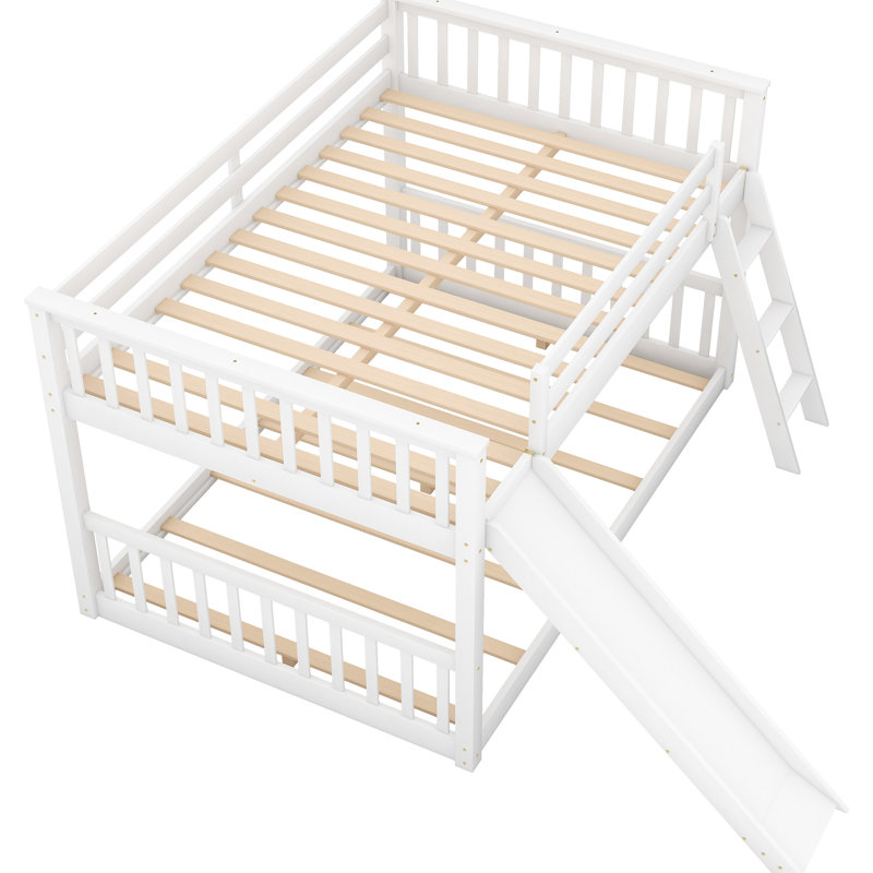 Lit superposé compact au-dessus d'un lit superposé avec glissière blanche et polyvalente - Assemblage facile et peu encombrant