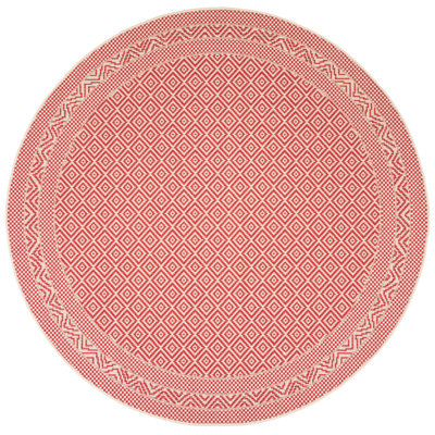 Tapis intérieur / extérieur beige / rouge à motif géométrique Arneshia