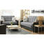 Rembourré avec rangement et garniture en bois, microfibre grise / noire, collection X pour un appartement confortable avec rangement, microfibre rembourrée, chambre à coucher confortable