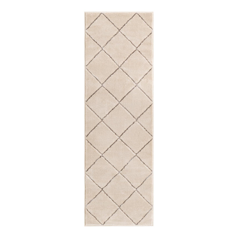 Tapis à carreaux blanc et argent Latitude Run® Novica, Tapis de couloir 2 pi x 6 pi 1 po
