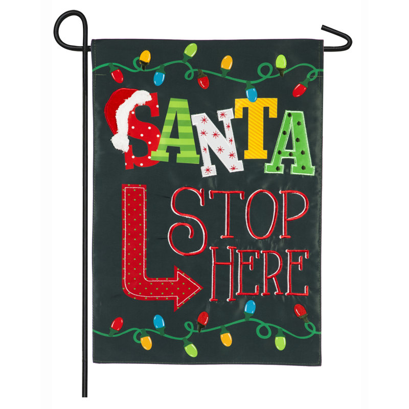 Noël arrêter ici 2 côtés en polyester 18 x 13 po drapeau de jardin