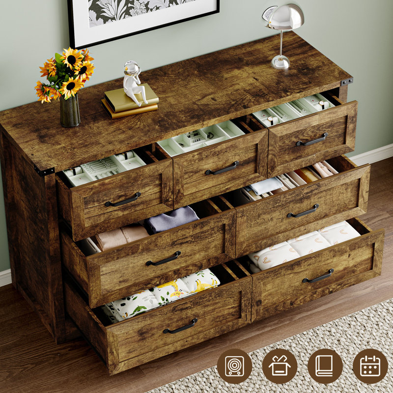 Rustic 7 Drawer Dresser, Brown