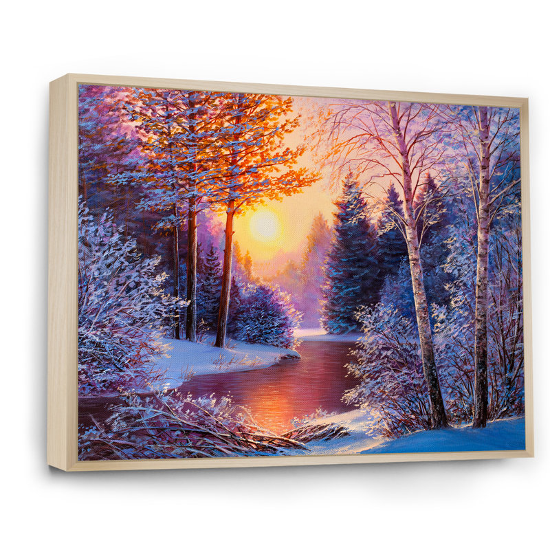 «Winter River», reproduction d'art sur toile, coucher de soleil sur la rivière Winter II, H 12 po x l 20 po x P 1 po