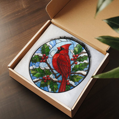 11.8x11.8in(30x30cm) 1PC Round Stained Glass  Window Hanging Suncatcher -Stained Glass Tree with Metal Chain,  for Wall & Garden Decor, Unique Housewarming & Mother's Day Gift Idea & Indoor Outdoor Us