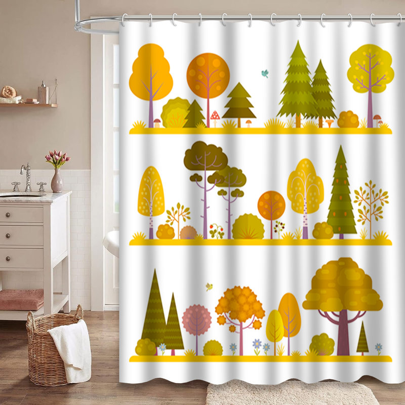 Rideau de douche avec 12 crochets Flat Autumn Park, L 72 po x l 84 po