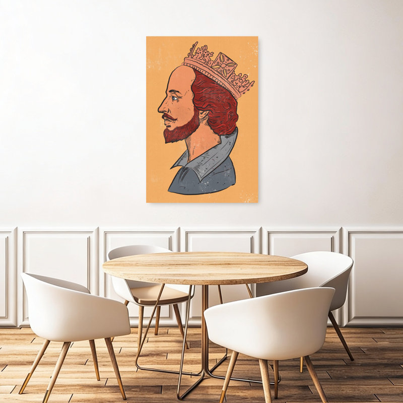 «Crowned Shakespeare Profile», art abstrait rétro, 48" H x 32" W