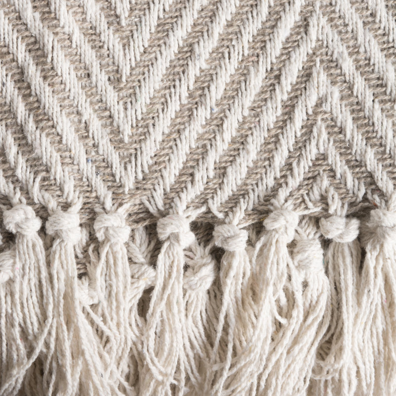 Reversible Stone Urban Chevron Fleece & Cotton Throw Blanket