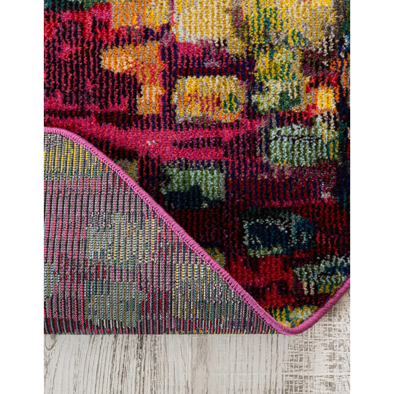 Corlenzo Washable Abstract Indoor Rug, Oval 7'11" x 10'