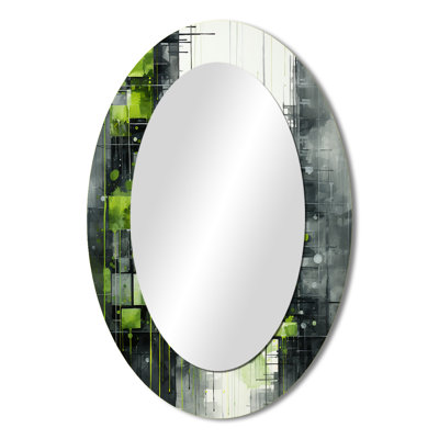 Lime Lofts Skyscraper City Horizon II - Green Oval Wall Mirror Decor