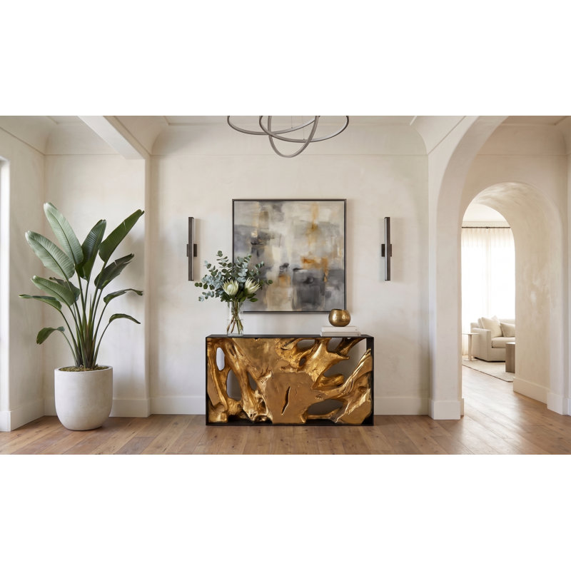 Cast Root Console Table, Iron Frame, Resin, Silver Leaf, Gold