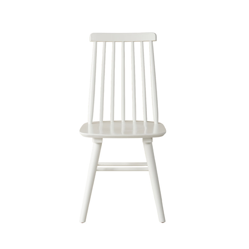 Ensemble de salle à manger scandinave 5 pièces en bois massif de style scandinave, table rectangulaire de 60 po avec bord biseauté et pieds recouverts de métal Norvège, 4 chaises à dossier en broche Windsor, chêne blanc classique