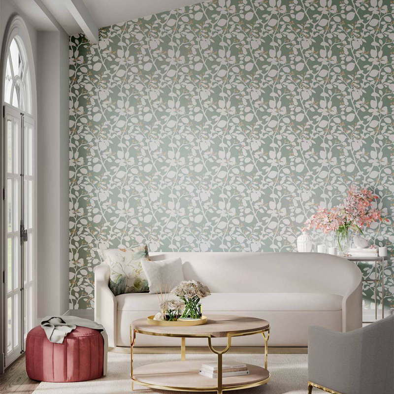Ardisia Wallpaper, Succulent/Soft Focus/Gold