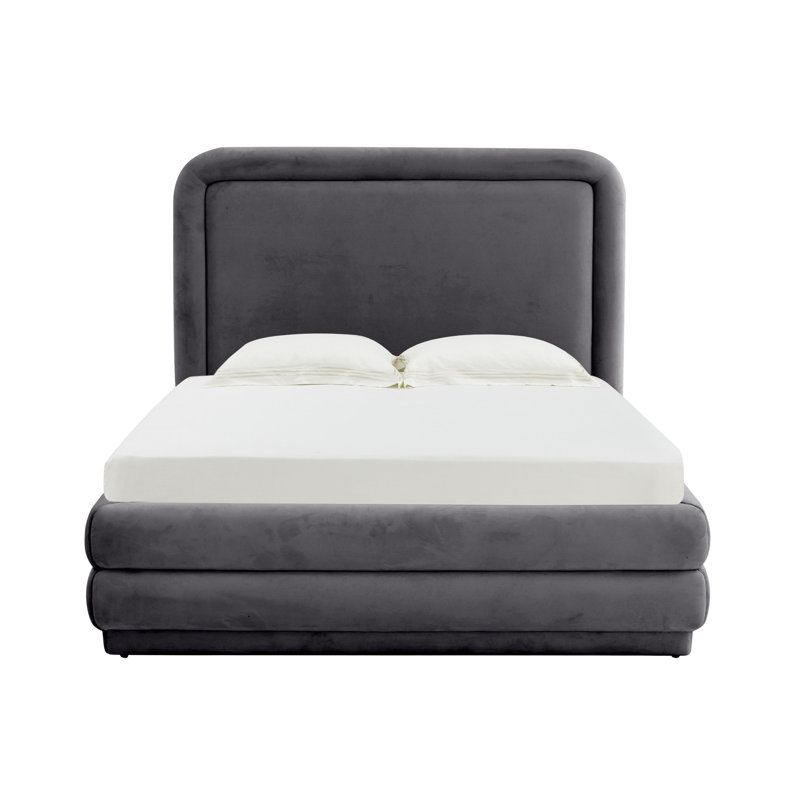 Upholstered Platform Bed, Dark Grey, Full