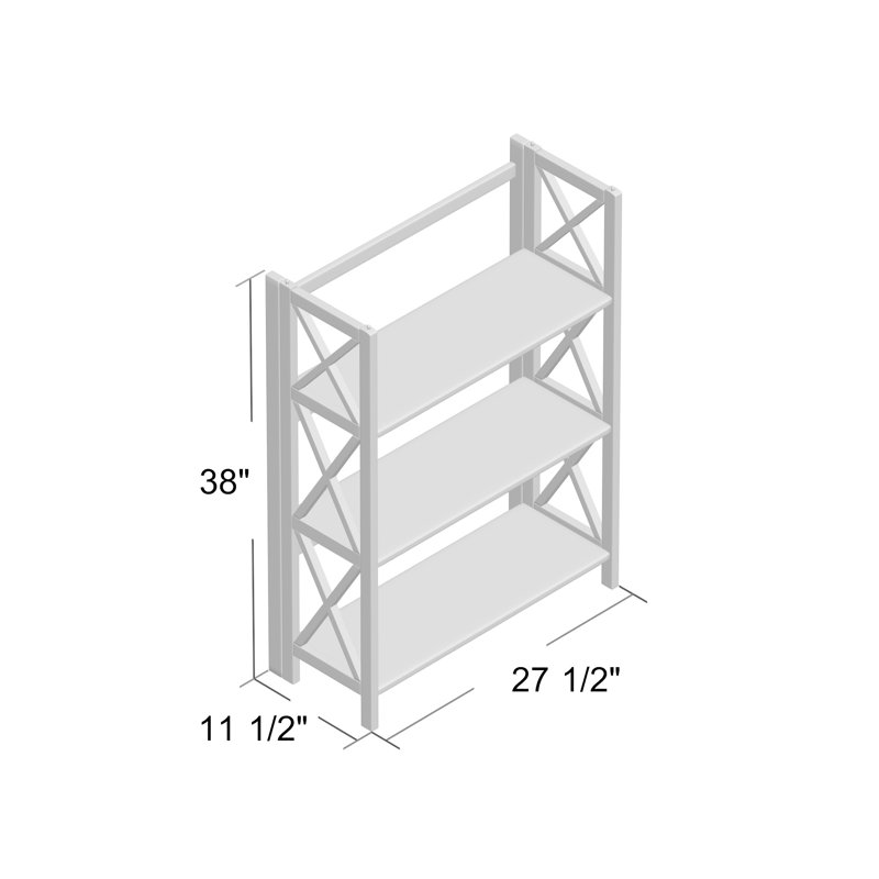 3-Shelf Folding Bookcase, White