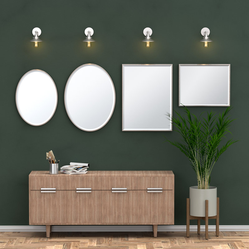 Modern Farmhouse 1 - Light Armed Sconce | Wall Mount 1-Light Metal Sconce, Satin Nickel