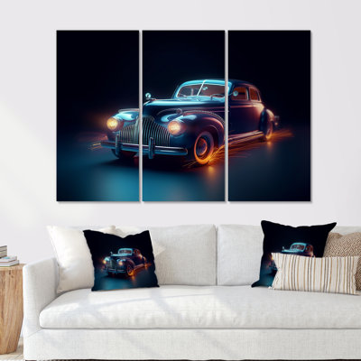 Neon Light Strips Indigo Vintage Car - Ensemble de décoration murale voiture rétro