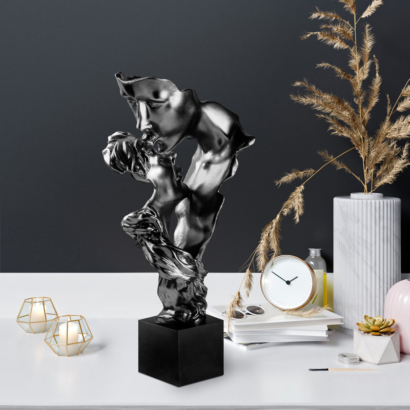 Hand-Painted Decorative Object, Black, 11.8 x 24.4 x 9.8 Inches | 100% Polyester, Unique Color Variations | Perfect for Home Décor, Adds Elegance and Artistic Flair to Any Room