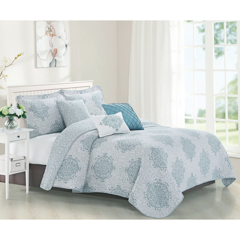 6 Piece Chelsea Printed Microfiber Quilt Set, null, null