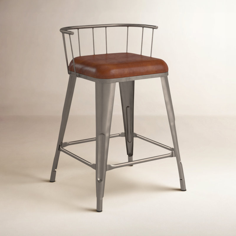 Coriander Iron & Leather 25" Counter Stool