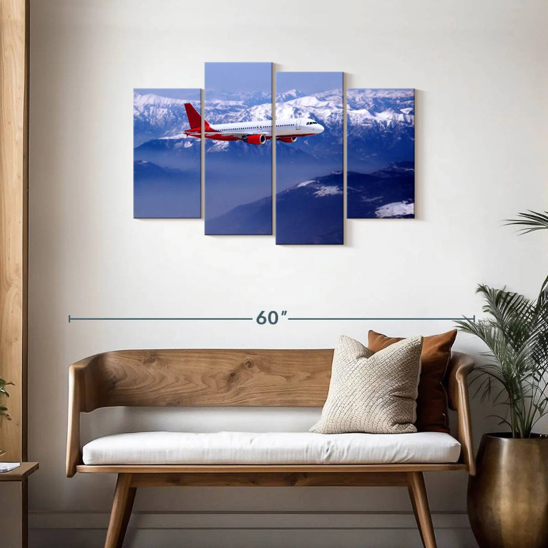 Mehar Airplane Over Snowy Mountain, 27" H x 43" W