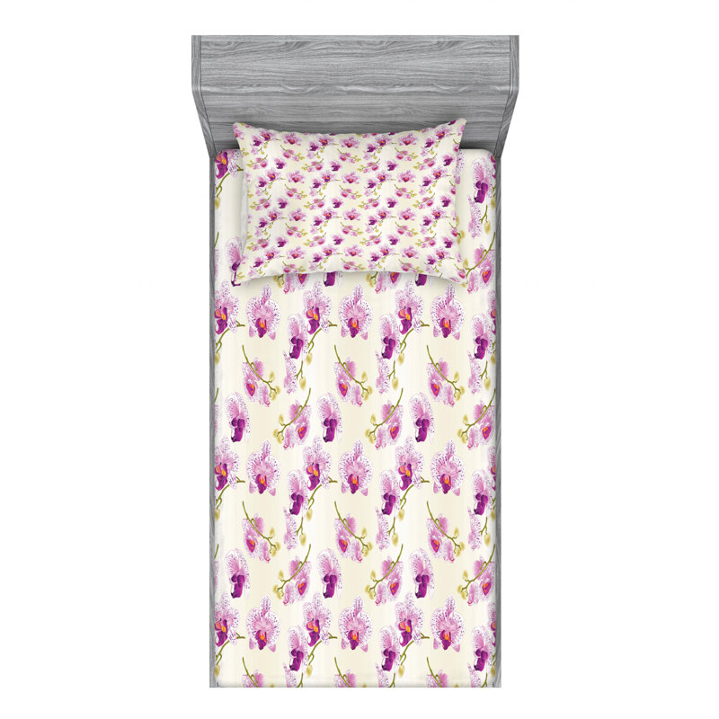 Microfiber Floral Sheet Set, Twin XL Sheet Set + Fitted Sheet + 1 Pillowcase