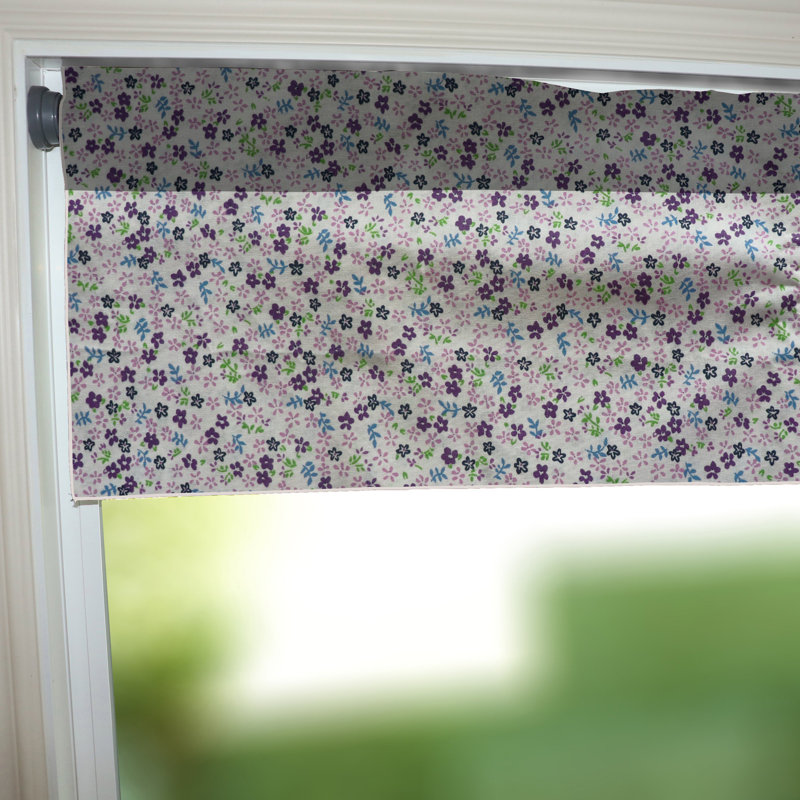 Cantonnière à motif de petites fleurs, Purple/White, L 58 po x L 32 po