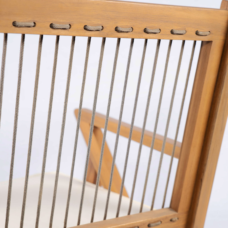 Ensemble de salle à manger d'extérieur en bois d'acacia 7 pièces avec chaises à dossier en corde, teck et noir