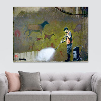 Banksy Power Washer - Wrapped Canvas Print