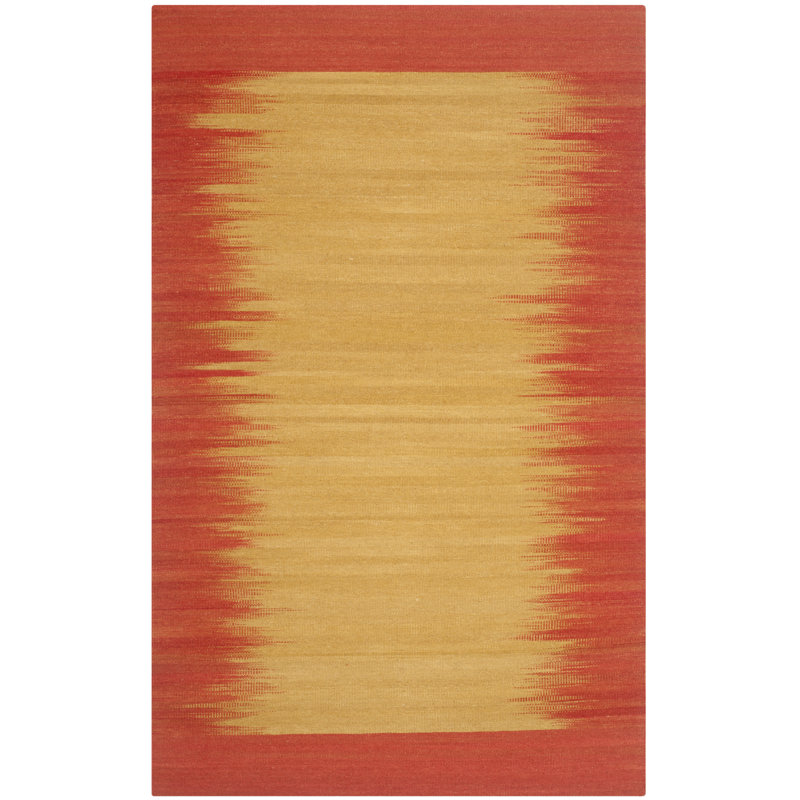 Tapis rouille / doré en laine noué à la main Carper, Rectangle 3 pi x 5 pi