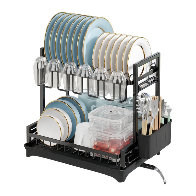 Steel Dinnerware Storage Set, Black