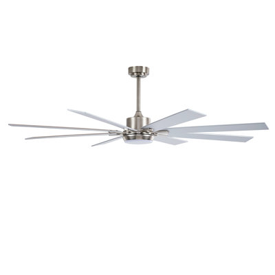 Ventilateur de plafond 72 pouces avec ensemble de lumières DEL à intensité variable 3 couleurs, 6 vitesses DC, 8 pales réversibles en contreplaqué, ventilateur de plafond télécommandé pour salon, chambre à coucher, bureau, intérieur (nickel)