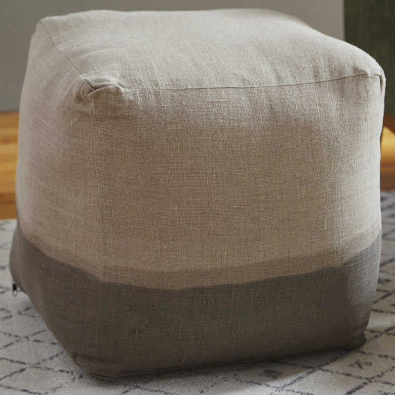 Lokey Upholstered Pouf, Light Gray
