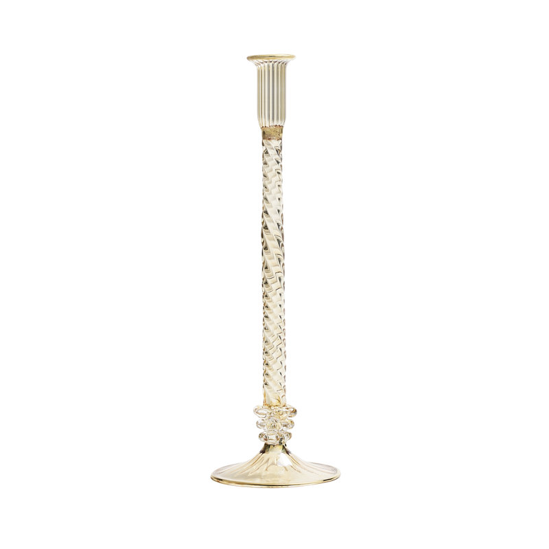 F2023 14'' H Glass Tabletop Candlestick, Champagne