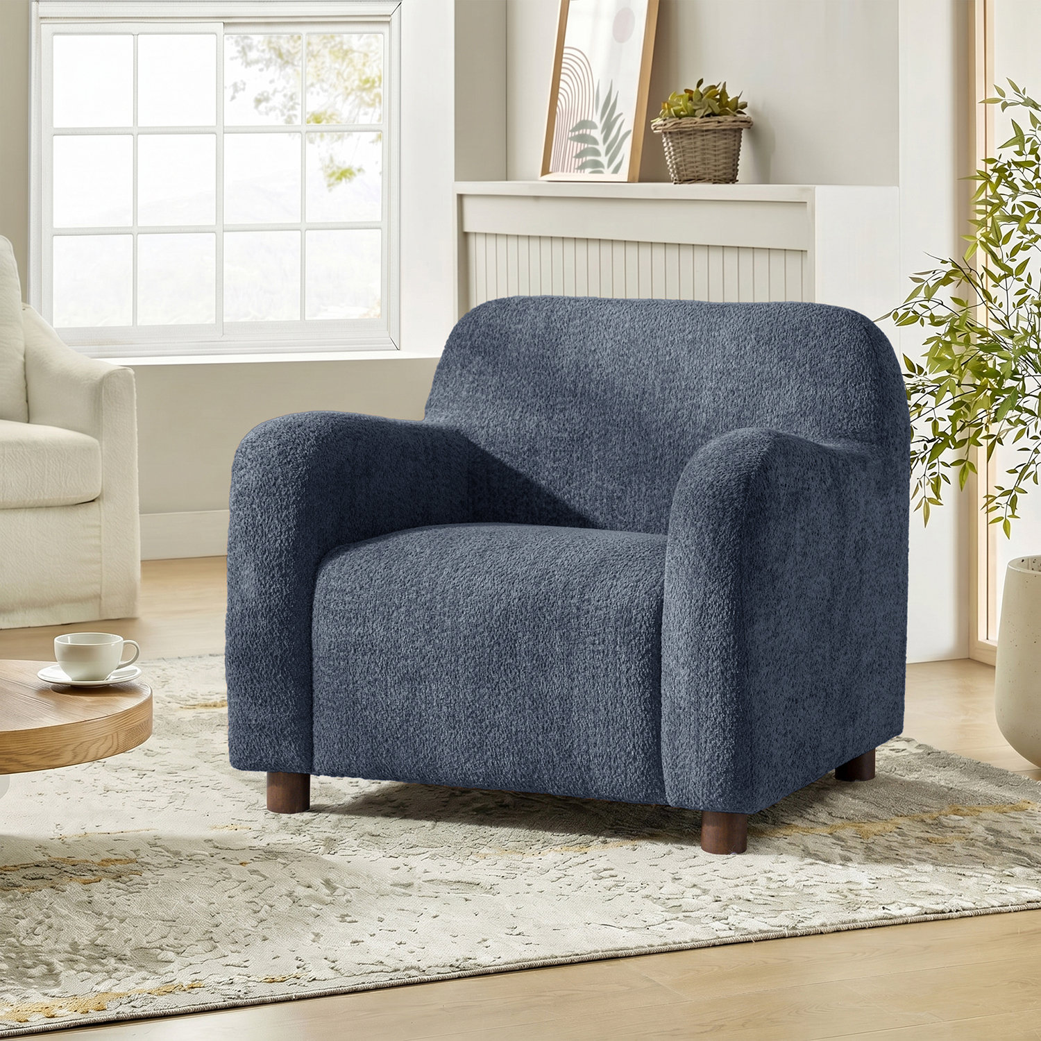Boucle Club Chair, Blue
