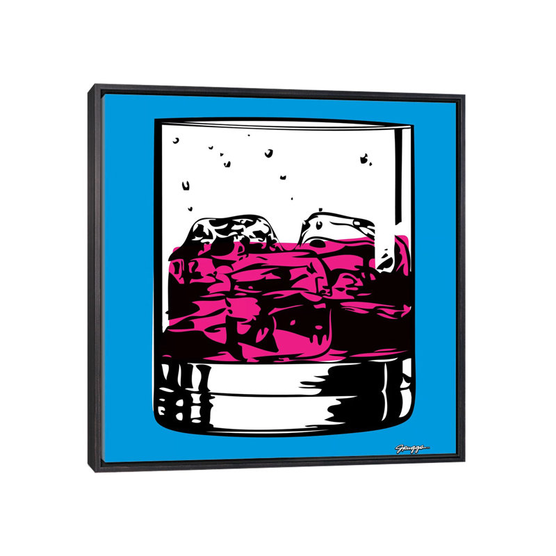 «Cocktail III» par Juggs - reproduction d'art, H 26 po x l 26 po x P 1,5 po, Toile avec cadre noir patiné, Aucun mat
