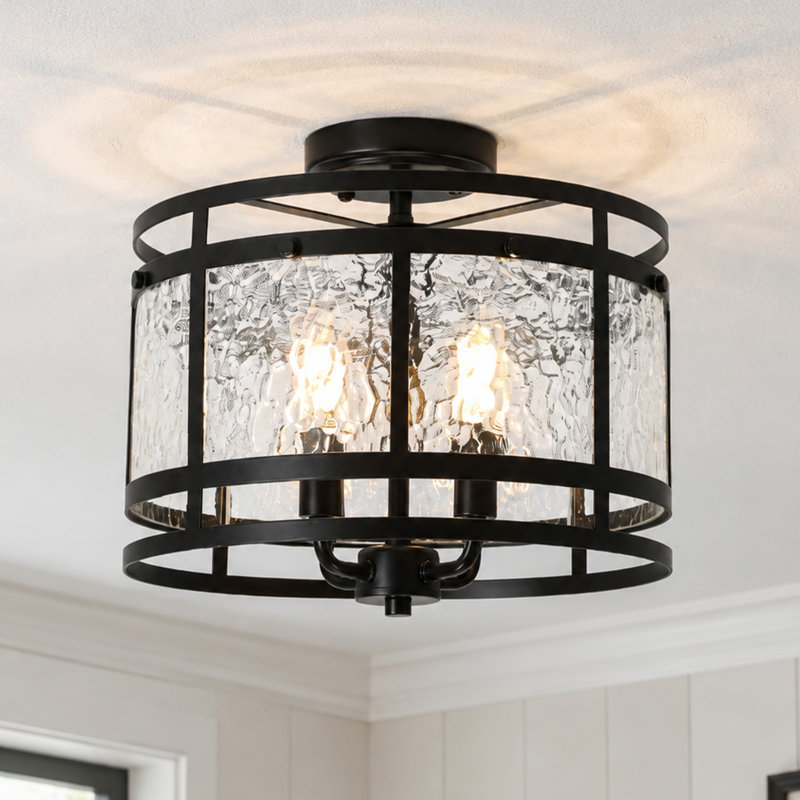 Plafonnier encastré 4 lumières en verre transparent Sherwin